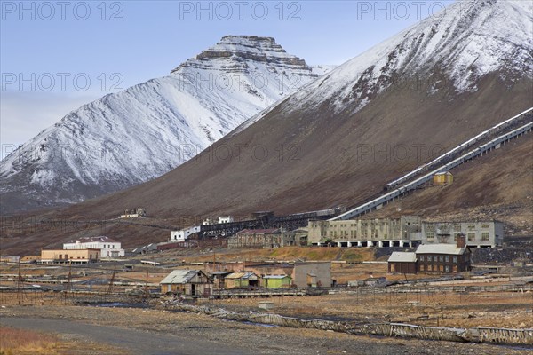 Derelict mining buildings at Pyramiden