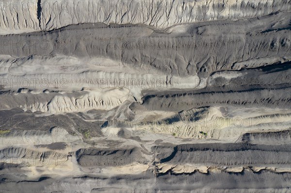 Aerial view over exploited and devastated landscape of the Nochten opencast pit