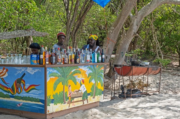 Beach bar serving alcoholic drinks and cocktails at Anse La Roche on Carriacou