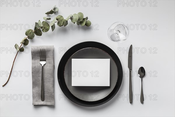 Table arrangement with plant top view