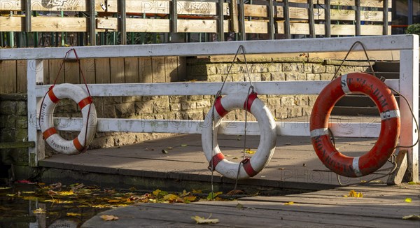 Lifebuoys on a jetty