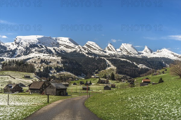 View of the snow-covered Churfirsten