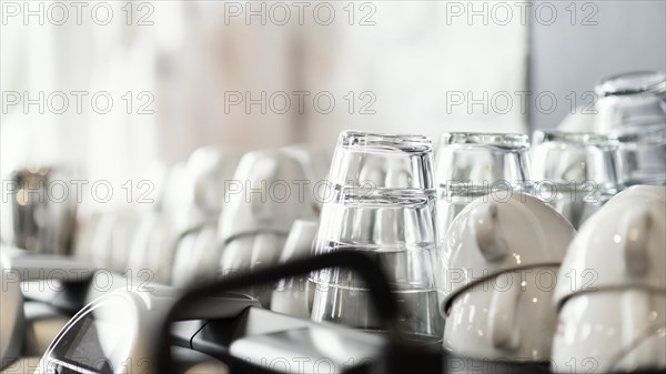 Arrangement with cups glasses