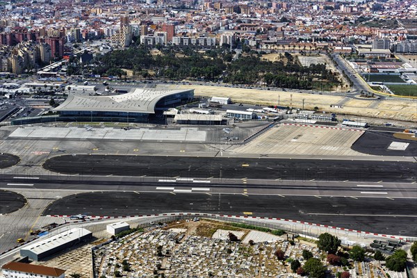 View of the airport and runway from the Rock of Gibraltar