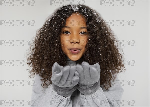 Close up girl wearing gloves