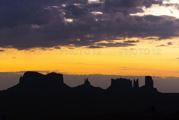 Morning sky with silhouette at Monument Valley