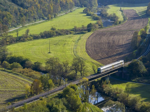 Upper Danube Valley with Danube and railway bridge