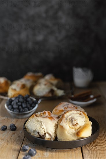 Cinnamon rolls blueberries arrangement