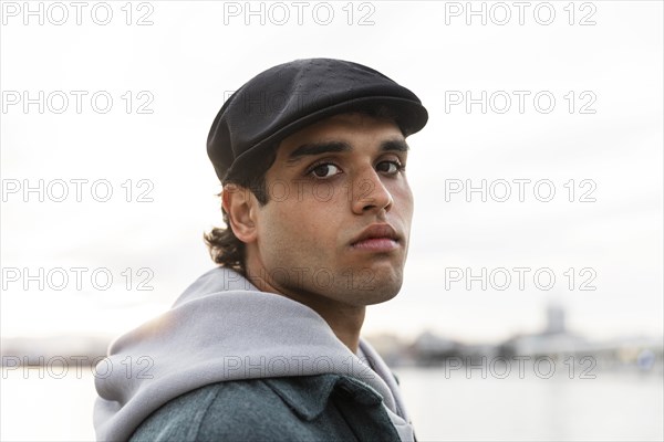 Close up man portrait outdoors