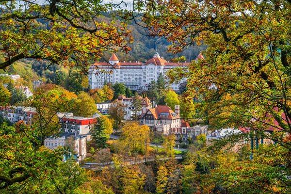 View of the town with the Hotel Imperial in autumn