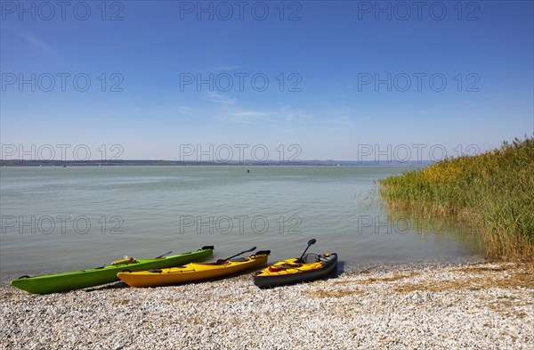 Canoes on the beach at the seaside resort of Illmitz