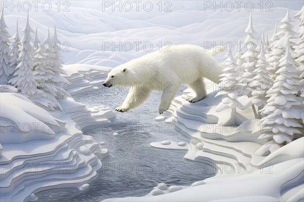 Polar bear in a snowy environment