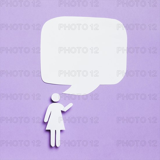 Cartoon woman with text blank speech bubble
