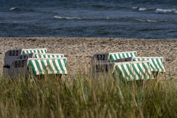 Beach and beach chairs in the Baltic seaside resort of Baabe