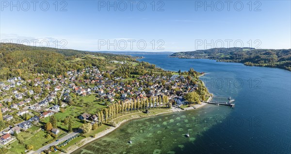 Aerial panorama of the village of Wangen on the Hoeri peninsula