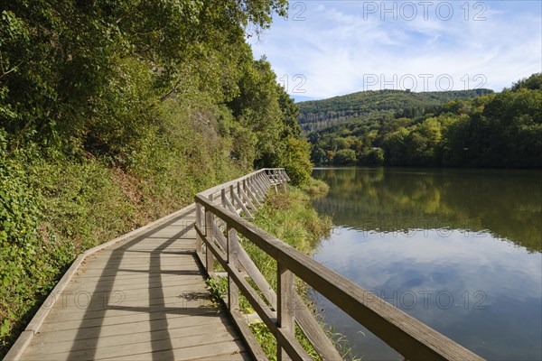 Wooden footbridge along the Rur