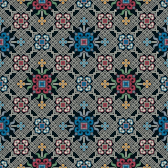 Traditional Georgian folk art embroidery vector pattern