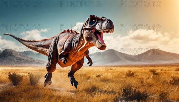 A Tyrannosaurus rex runs