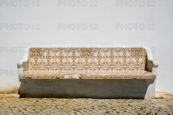 Awesome view of bench with traditional portuguese tiles