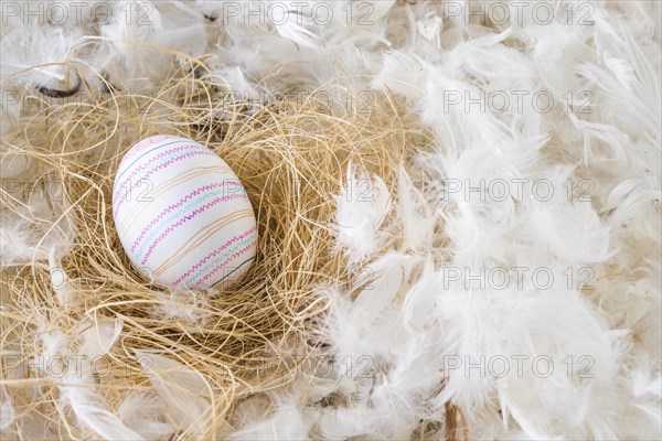 Easter egg hay heap feathers