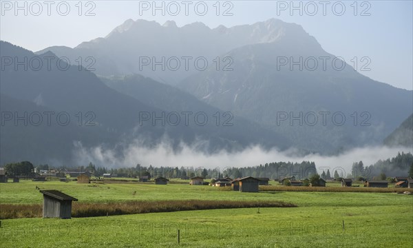 Morning fog on the Wetterstein mountains