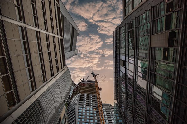 Cityscape on the Main with the skyline in the evening