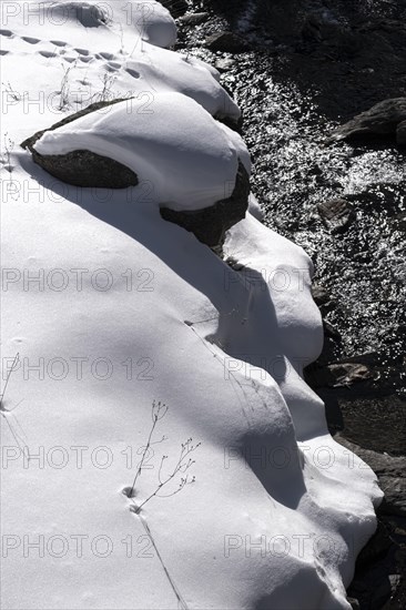 Winter landscape with snow in the snowy mountains of the Pyrenees of Andorra