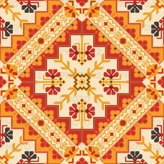 Traditional Georgian folk art embroidery vector pattern