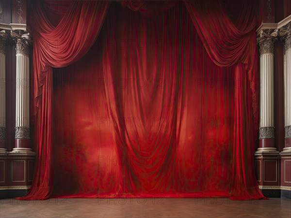 Theatre stage with curtain in a nostalgic theatre