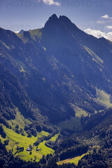 View from Himmelschrofen into the Dietersbach valley with Gerstruben