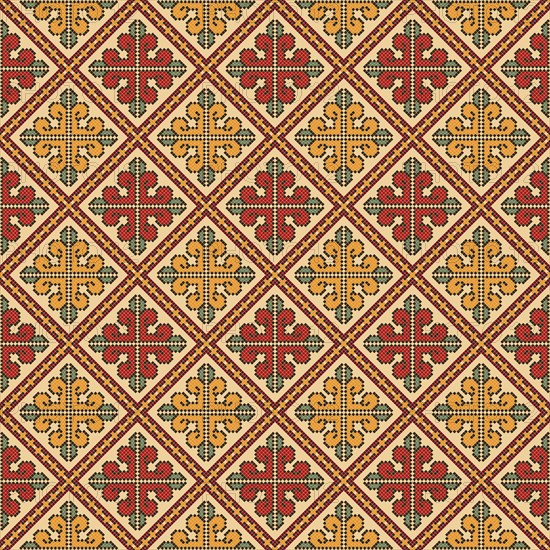 Traditional Georgian folk art embroidery vector pattern