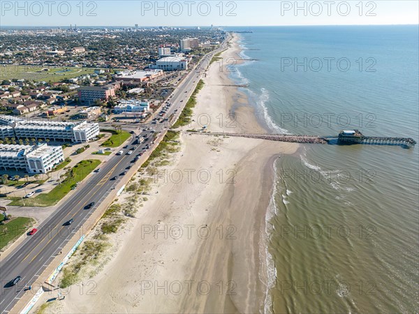 Aerial view of Galveston Beach