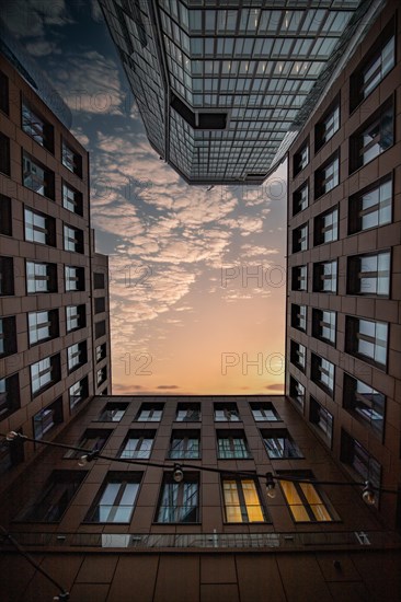 Cityscape on the Main with the skyline in the evening