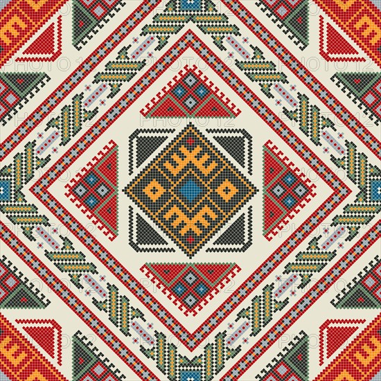 Traditional Georgian folk art embroidery vector pattern