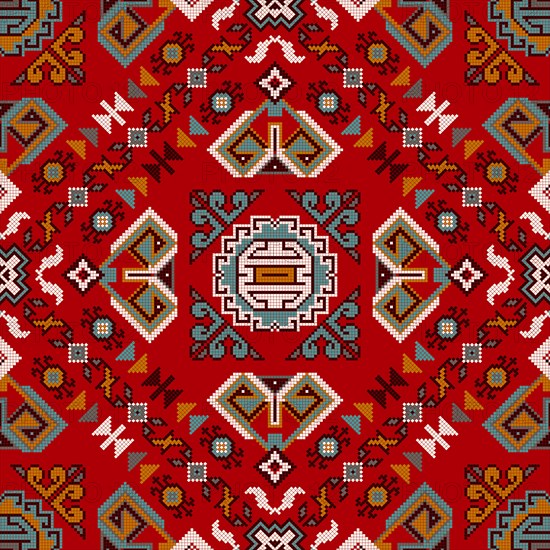 Traditional Georgian folk art embroidery vector pattern