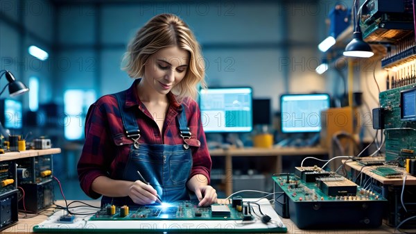 Technician inspects a workpiece