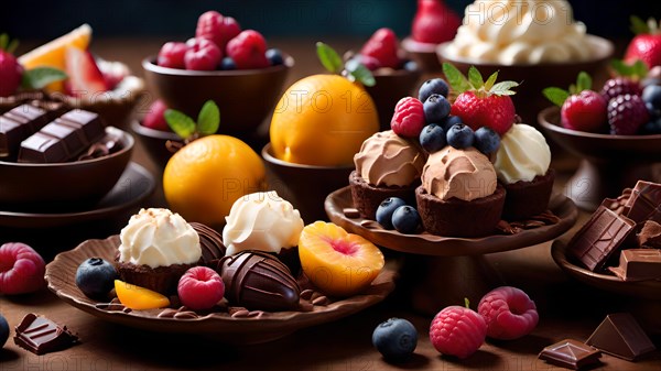 Dessert buffet with ice cream