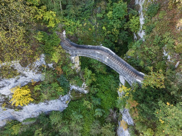 Aerial view of the arch bridge built in 1893