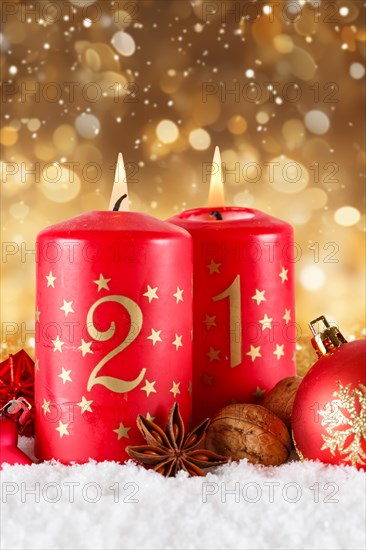 Second 2nd Advent with candle Christmas decoration Christmas card for the Advent season with copy space Copyspace in Stuttgart