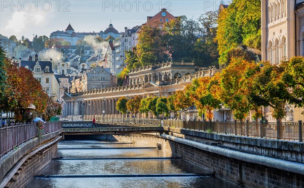 Mill Colonnade on the banks of the Tepla in autumn