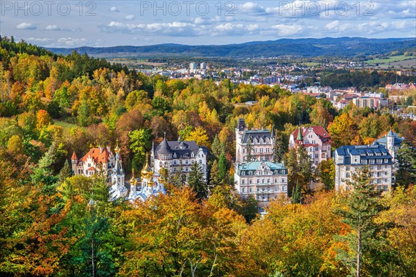 View of the town with the Russian Church in autumn