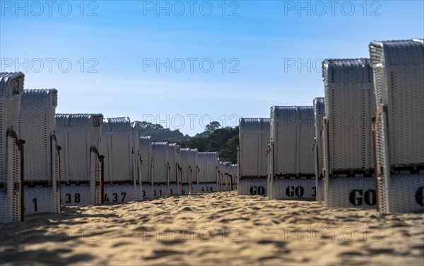 Beach and beach chairs in the Baltic seaside resort of Baabe