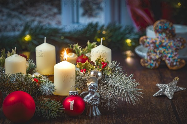 Advent wreath in front of window