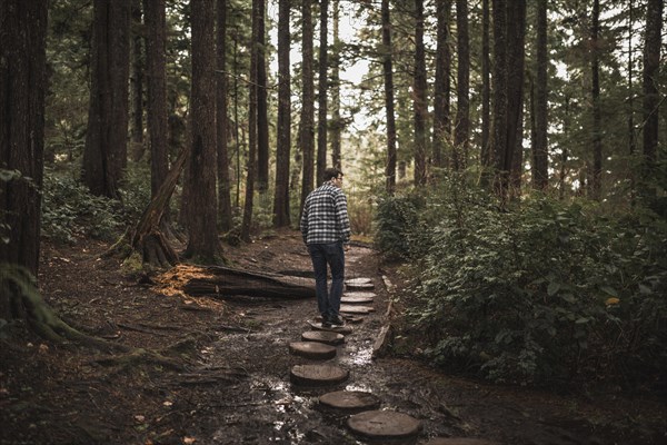 Man walking forest