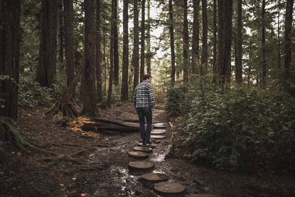 Man walking forest