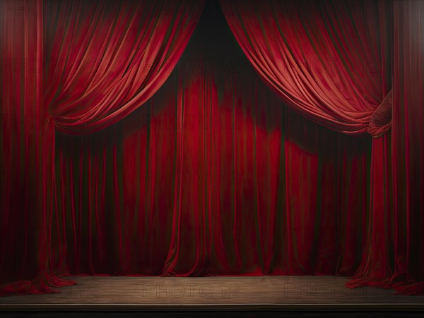 Theatre stage with curtain in a nostalgic theatre