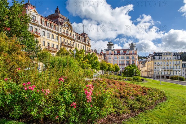 Historic Art Nouveau buildings at the spa park