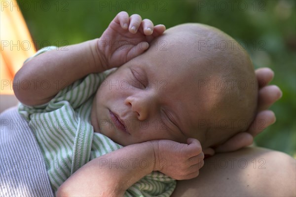 Infant in the mother's hand