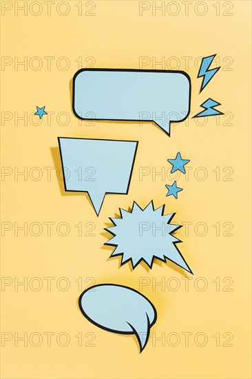 Collection trendy blue speech bubbles