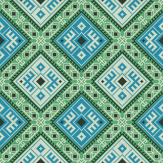 Traditional Georgian folk art embroidery vector pattern